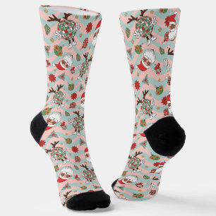 Diskothek Santa und Reindeer Urlaubsmuster Socken