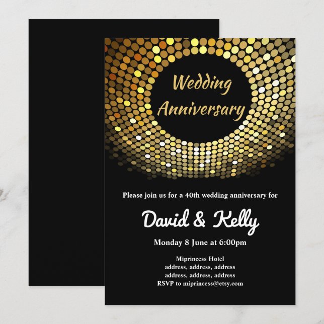 Diskothek, Vintag, Tanzhochzeit, Jubiläum einladen Einladung (Vorne/Hinten)