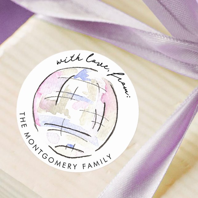 Diskothek Wasserfarben Personalisiert Runder Aufkleber (Disco Ball Watercolor Personalized Classic Round Sticker Gift Tag)