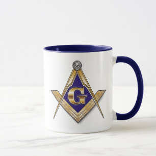 Diskretes blaues Quadrat u. Kompassse Tasse