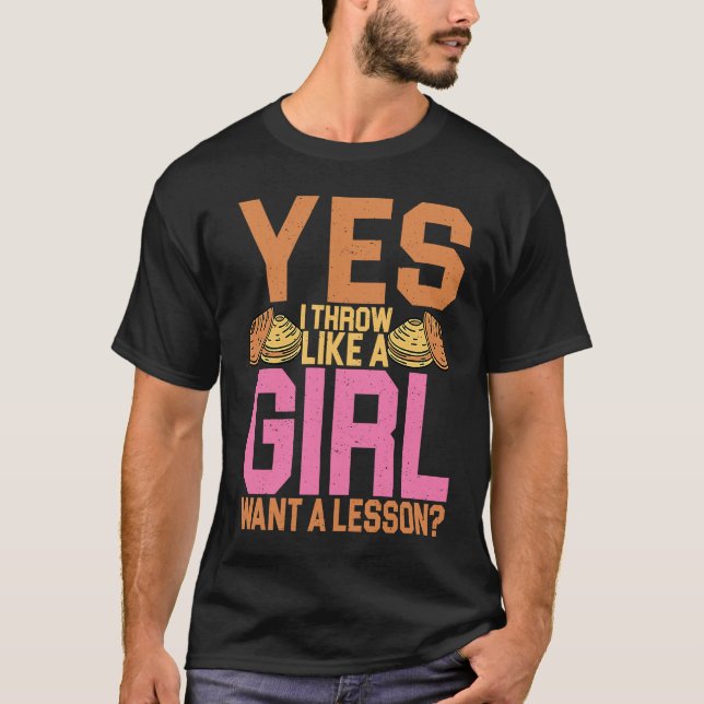 Diskuswerfer Ja, ich werfe wie ein Mädchen Diskusw T-Shirt (Vorderseite)