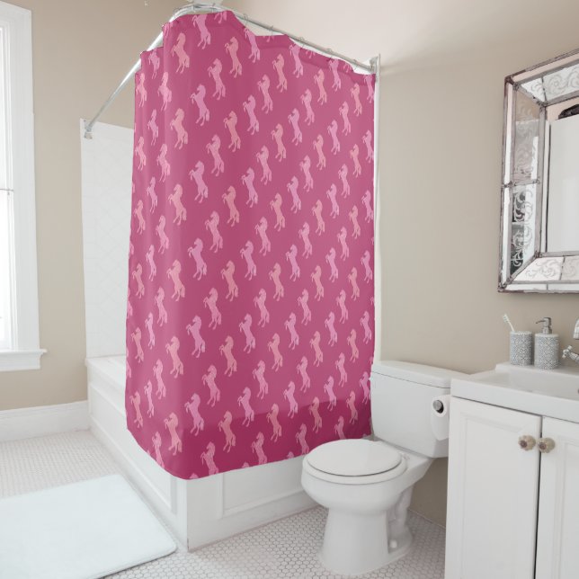 Dismal Pink Shower Curtain Horses Cowgirl Western Duschvorhang (Beispiel)
