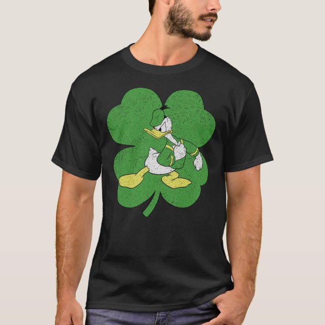 Disney Donald Duck Retro Shamrock St. Patrick's Da T-Shirt (Vorderseite)