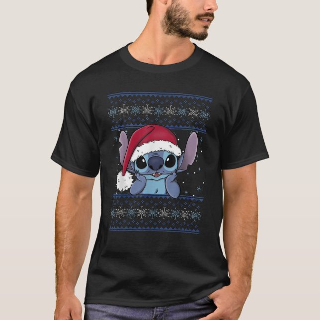 Disney Lilo Stitch Christmas Stitch Ugly Sweater S T-Shirt (Vorderseite)