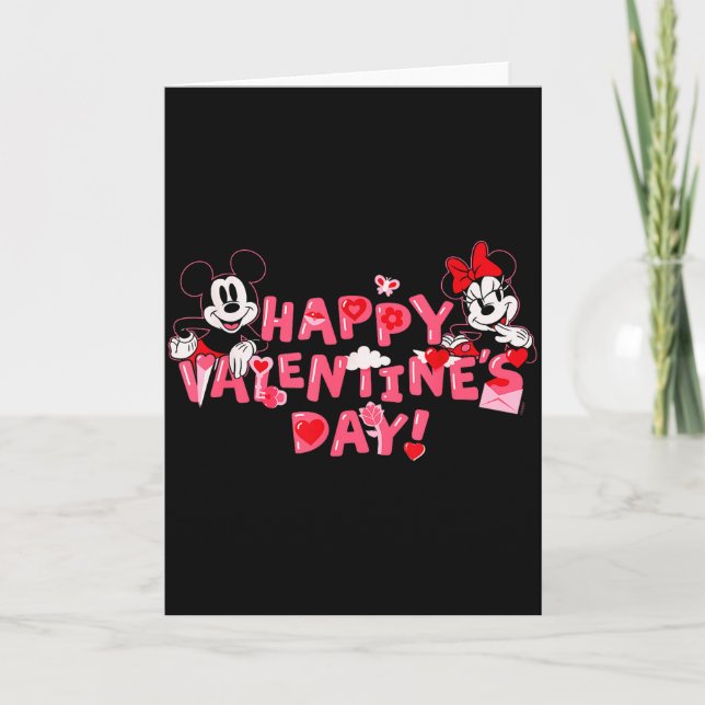 Disney Mickey Mouse And Minnie Mouse Happy Valenti Karte (Vorderseite)