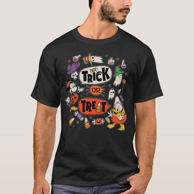 Disney Mickey Mouse Donald Duck Trick or Treat Hal T-Shirt (Vorderseite)