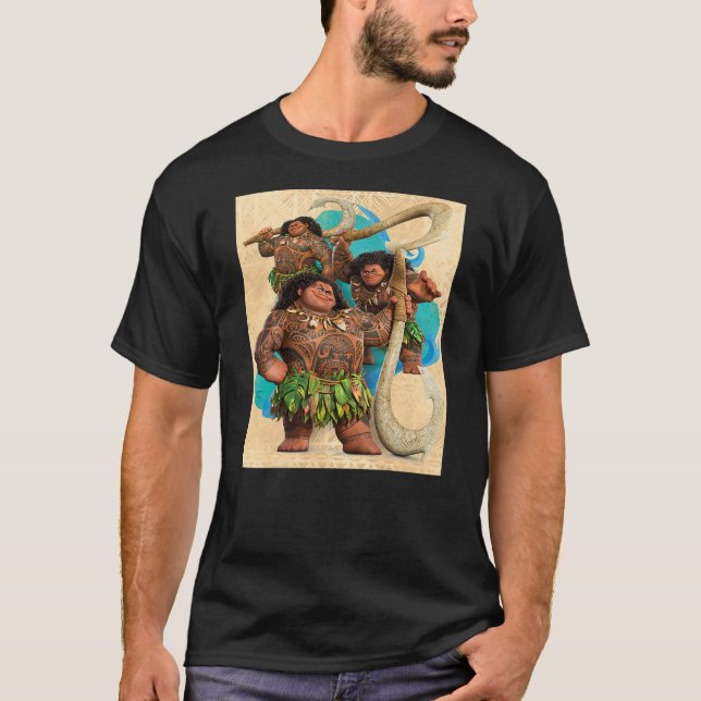 Disney Moana 2 Maui with Fish Hook Heroic Pose Tri T-Shirt (Vorderseite)