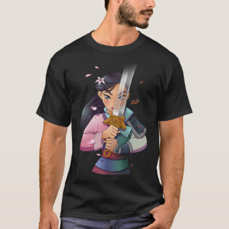 Disney Mulan Anime Half Girl Half Warrior Premium  T-Shirt
