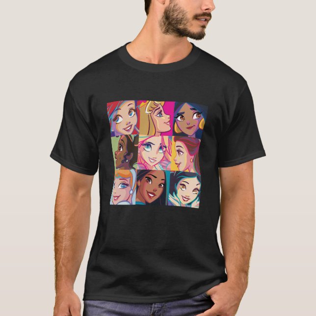 Disney Princess Characters Pop Art Grid Swea T-Shirt (Vorderseite)