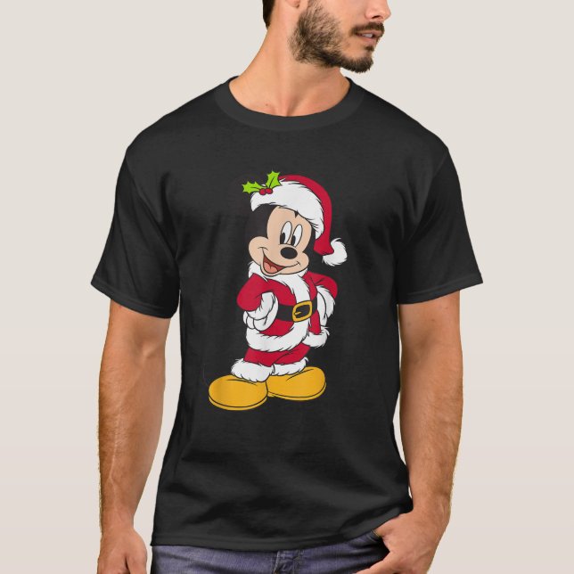 Disney Santa Mickey Mouse Holiday Short Sleeve T-Shirt (Vorderseite)