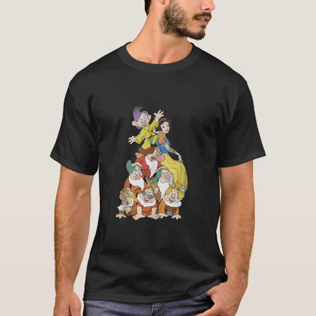 Disney Snow White And The Seven Dwarfs Group Stack T-Shirt (Vorderseite)