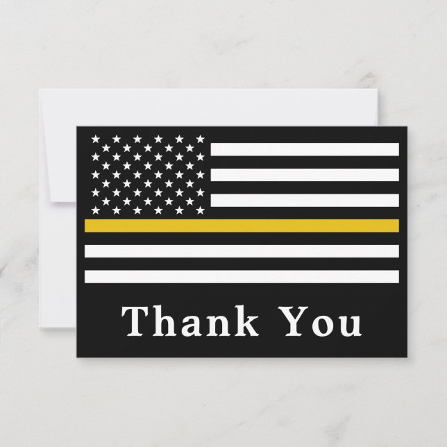 Dispatcher 911 Emergency Police Thin Gold Line Dankeskarte (Vorderseite)
