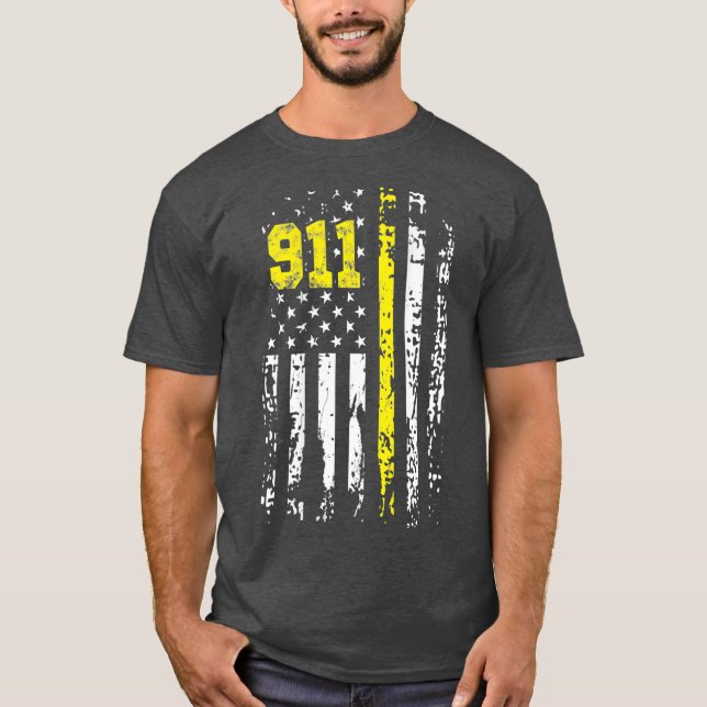 Dispatcher 911 USA Flag Dispatcher-Geschenk zurück T-Shirt (Vorderseite)