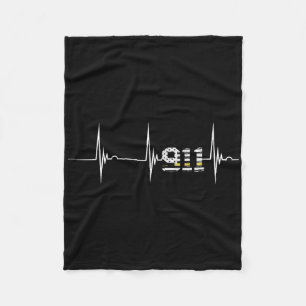 Dispatcher 911 Vintage USA-Flagge Herzschlag Ekg P Fleecedecke