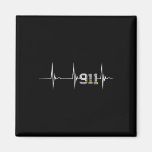 Dispatcher 911 Vintage USA-Flagge Herzschlag Ekg P Magnet