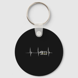 Dispatcher 911 Vintage USA-Flagge Herzschlag Ekg P Schlüsselanhänger