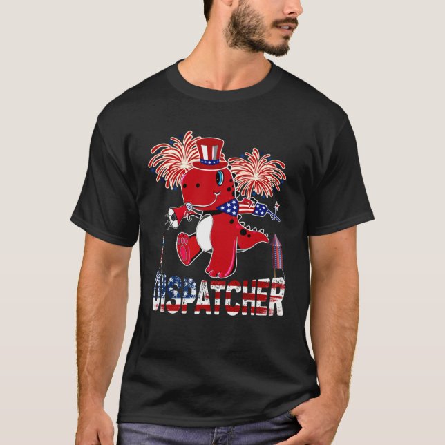 Dispatcher American Flag  rex Fireworks 4th of Jul T-Shirt (Vorderseite)