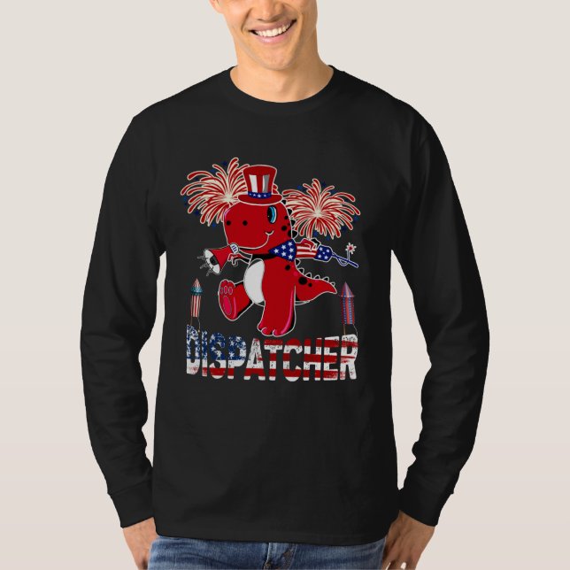 Dispatcher American Flag  rex Fireworks 4th of Jul T-Shirt (Vorderseite)
