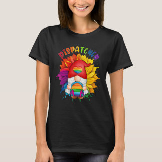 Dispatcher Costume Gnome Proud LGBT Sunflower Rain T-Shirt