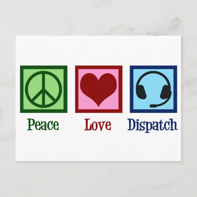 Dispatcher für den Betreiber der Peace Liebe Postkarte (Vorderseite)
