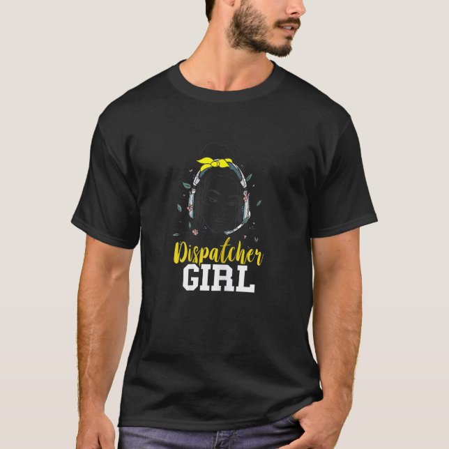 Dispatcher Girl Headset Thin Yellow Line Moody Gir T-Shirt (Vorderseite)