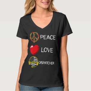 Dispatcher Liebe Friedensstifter Herz Blume 911 T-Shirt