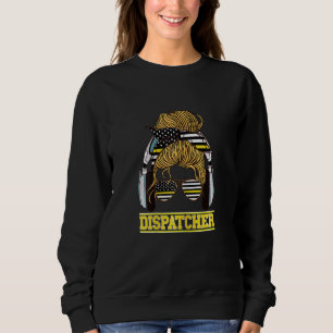 Dispatcher Messy Bun Girl Sunglass USA 911 Sweatshirt
