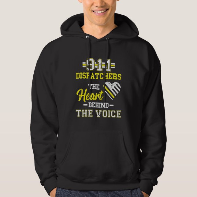 Dispatcher Thin Yellow Line 911 Herz The Voice Op Hoodie (Vorderseite)