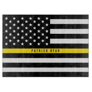 Dispatcher Thin Yellow Line American Flag Name Schneidebrett