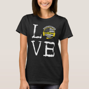 Dispatcher Thin Yellow Line Liebe Creepy Calls 911 T-Shirt
