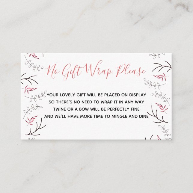 Display Dusche kein Geschenk Wrap Gedicht Woodland Begleitkarte (Vorderseite)