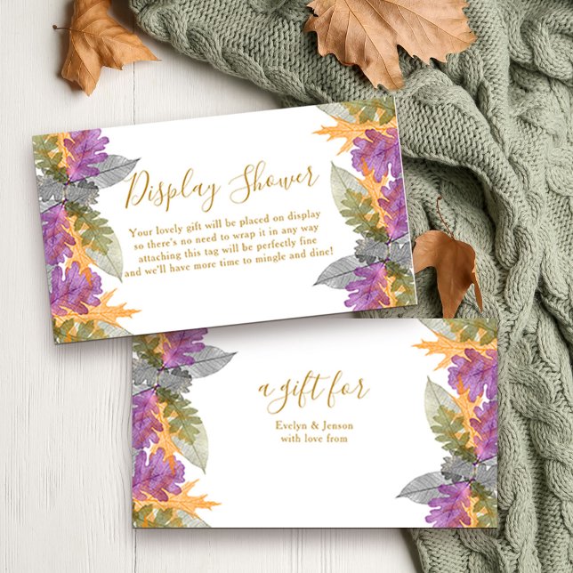 Display Dusche Oktober Blätter farbenfrohe Foliage Begleitkarte (Elegant display shower card with colorful fall foliage)