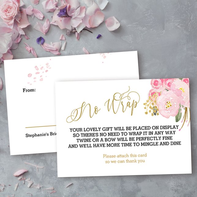 Display Dusche Rosa und Gold Floral No Wrap Begleitkarte (Display Shower enclosure card from my Pink and Gold Watercolor Floral Collection)