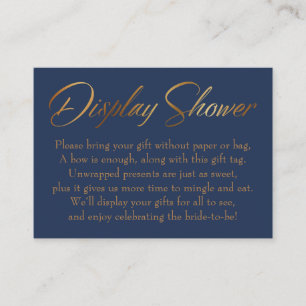 Display Shower Elegantes Gold Script auf Navy Card Begleitkarte