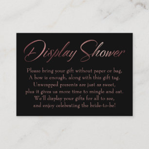 Display Shower Rose Gold auf schwarzer Einlage-Tag Begleitkarte