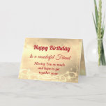 Distance Happy Birthday Friend Card Karte<br><div class="desc">Luxuriöse Gold Distance Happy Birthday Friend personalisiert Grußkarte.</div>