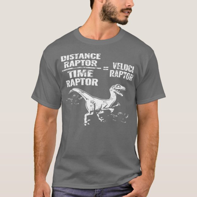 Distance Time Raptor Velociraptor Equation  Fun T-Shirt (Vorderseite)