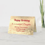 Distanz Happy Birthday Daughter Card Karte<br><div class="desc">Luxuriöse Gold Distance Happy Birthday Tochter personalisiert Grußkarte.</div>