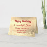 Distanz Happy Birthday Sister Card Karte<br><div class="desc">Luxus Gold Distance Happy Geburtstag Schwester personalisiert Grußkarte.</div>