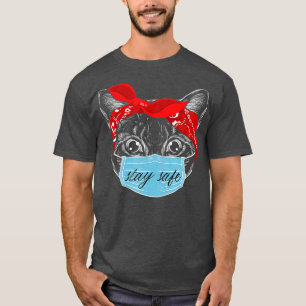 Distanzkatze mit Mundschutz-Gesichter behalten T-Shirt