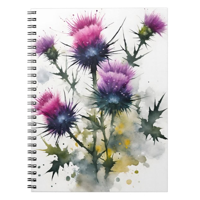 Distel - Aquarellblumen Notizblock (Vorderseite)