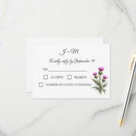 Distel Blumen Schottische Aquarell Hochzeit RSVP Karte