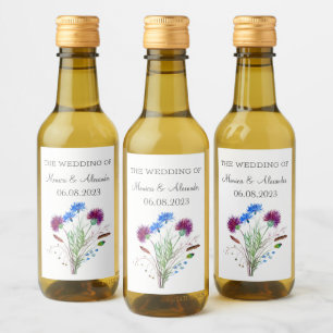 Distel Blumen Schottische Aquarell Hochzeitsfeier Weinetikett