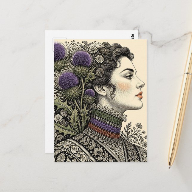 Distel-Damen-Postkarte Postkarte (Vorderseite/Rückseite Beispiel)