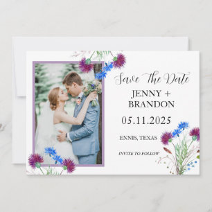 Distel Elegante Schottische Lila Blumen Foto  Save The Date