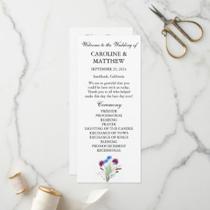 Distel Lila Blumen Elegante Moderne Hochzeit  Programm