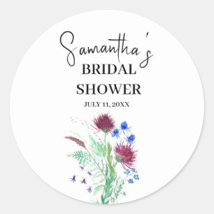 Distel Lila Blumen Schottisch Boho Braut Dusche Runder Aufkleber