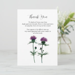 Distel Mitgefühl Florales Beerdigungs-Dankeschön Einladung