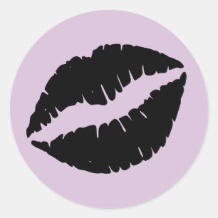 Distel und Schwarz Lippenstift Druck Runder Aufkleber