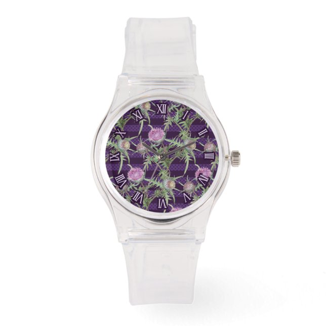 Distelveilchenblüten Armbanduhr (Vorderseite)